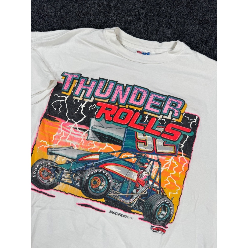 VTG 1991 Thunder Rolls Sprint Car Racing T Shirt XL Hanes Beefy USA Made